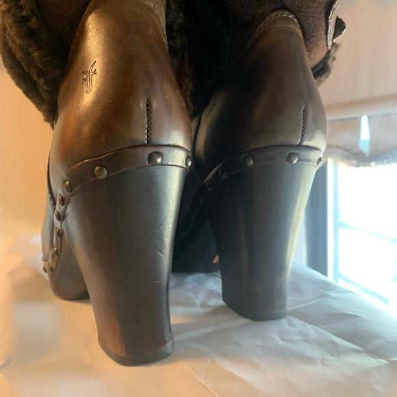 Women’s Frye Brown Boots Leather Suede Pull on Mid Calf Boots - Picture 6 of 8